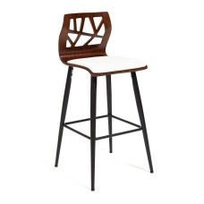 Барный стул TAIGA (mod.4042B) дерево / экокожа, 47х48х102 см, высота сиденья 74 см, орех/белый