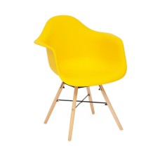 Кресло CINDY (EAMES) (mod. 919) / 1 шт. в упаковке дерево бук/металл/сиденье пластик, 60*62*79см, желтый/yellow with natural legs