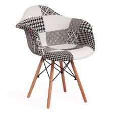 Кресло CINDY SOFT (EAMES) (mod. 101) / 1 шт. в упаковке дерево бук/металл/мягкое сиденье/ткань, 61 х 60 х 80 см , black/white (черный/белый)