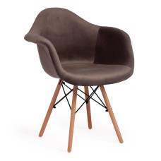 Кресло CINDY SOFT (EAMES) (mod. 101) / 1 шт. в упаковке дерево бук/металл/мягкое сиденье/ткань, 61 х 60 х 80 см , серый (HLR 24)/натуральный
