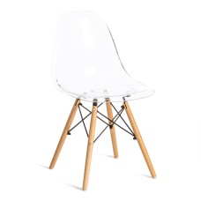 Стул CINDY (EAMES) (mod. 001) дерево бук/металл/сиденье пластик, 51x46x82.5см, прозрачный/Transparent
