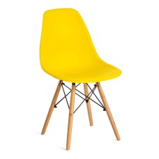 Стул CINDY (EAMES) (mod. 001) дерево бук/металл/сиденье пластик, 51x46x82см, желтый/yellow
