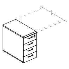 Тумба приставная 4-х ящичная с замком (1 скос)