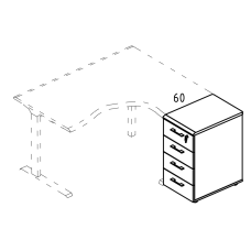 Тумба приставная 4-х ящичная с замком (1 скос) для стола эргономичного