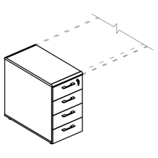 Тумба приставная 4-х ящичная с замком (2 скоса)