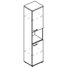 Шкаф для документов 2-х дверный с открытой нишей узкий (топ ДСП)