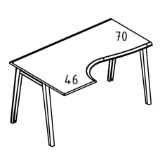 Стол эргономичный "Классика" на металлокаркасе МТ (2 скоса) левый