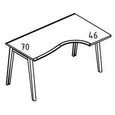Стол эргономичный "Классика" на металлокаркасе МТ (2 скоса) правый