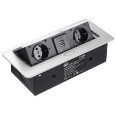 Лючок 2 розетки с USB-разъемами 26,5x11,8x6,8
