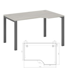 Стол эргономичный правый на металлоопорах 135x90x2,5