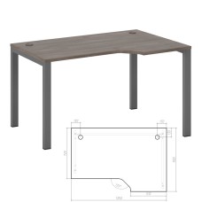 Стол эргономичный правый на металлоопорах 135x90x75