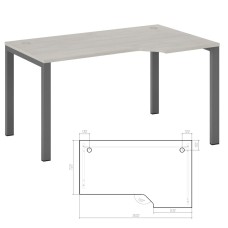 Стол эргономичный правый на металлоопорах 150x90x2,5