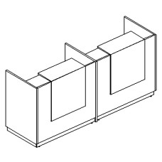 Стойка ресепшн прямая с промежуточной опорой (полка высокая) с подсветкой